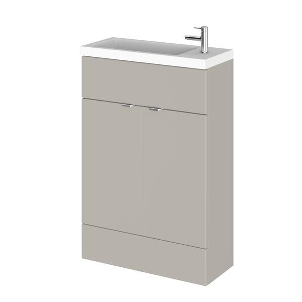 Hudson Reed Fusion 600mm Pebble Grey Vanity Unit & Basin With Handles