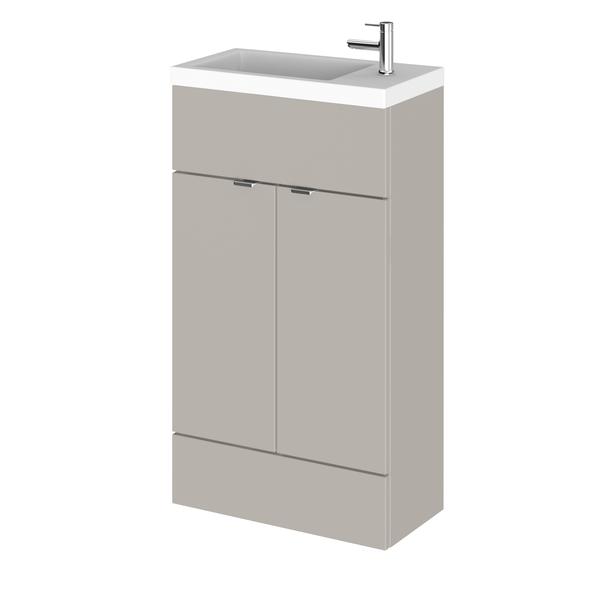 Hudson Reed Fusion 500mm Pebble Grey Vanity Unit & Basin With Handles