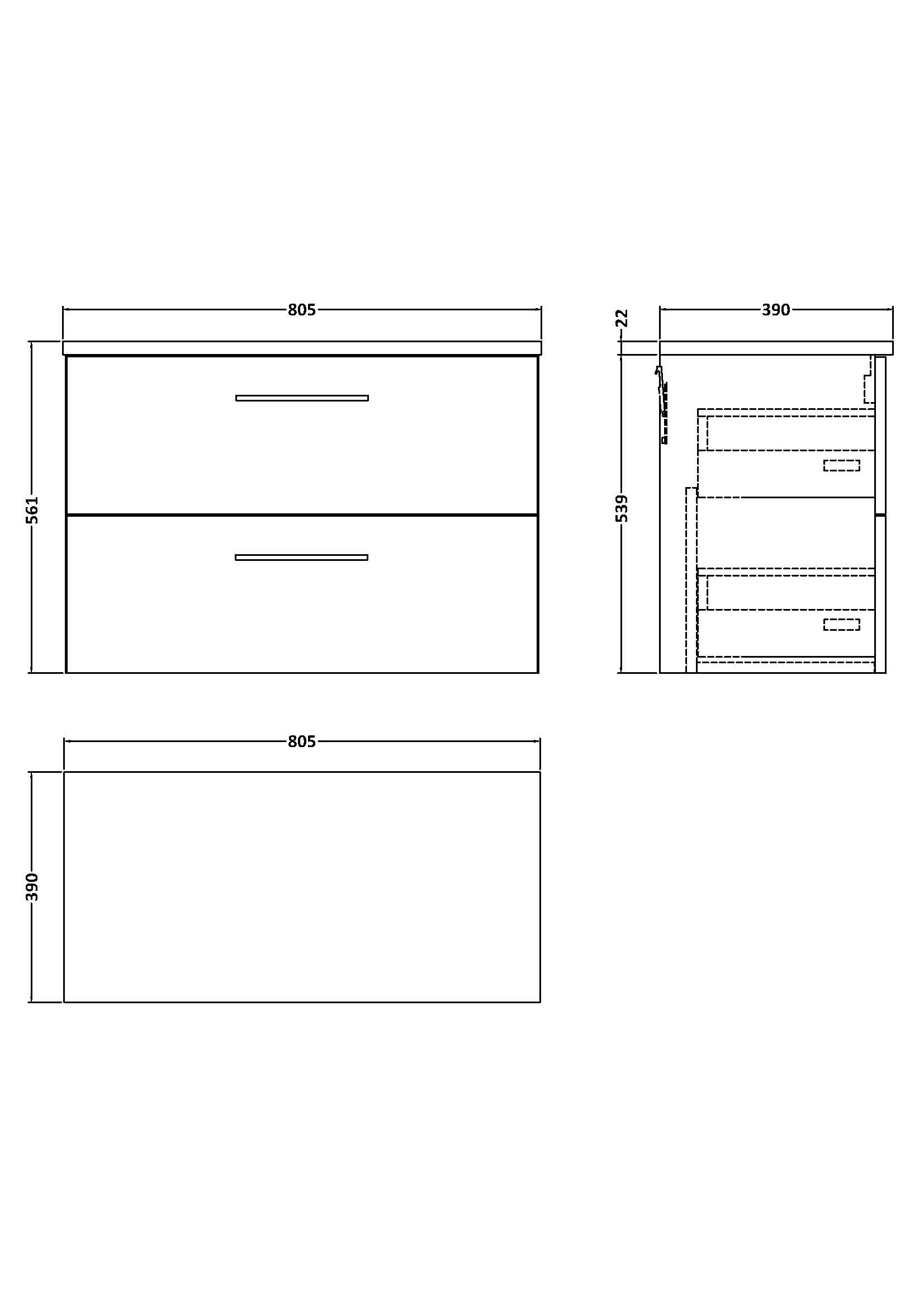 800mm Wall Hung 2-Drawer Vanity & Laminate Worktop #2