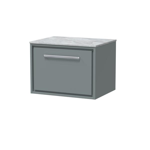 Lille 600mm Wall Hung Single Drawer Vanity with Marble Worktop
