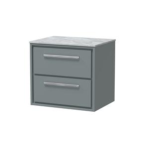Lille 600mm Wall Hung 2-Drawer Vanity with Marble Worktop