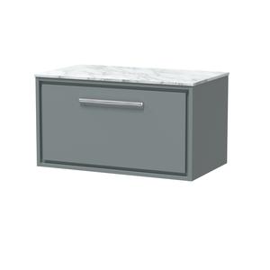 Lille 800mm Wall Hung Single Drawer Vanity with Marble Worktop