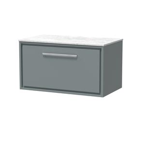 Lille 800mm Wall Hung Single Drawer Vanity with Marble Worktop