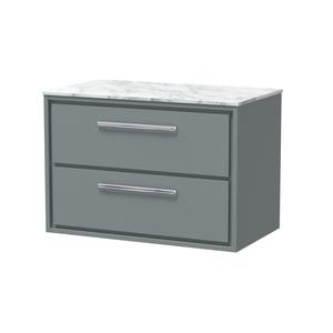 Lille 800mm Wall Hung 2-Drawer Vanity with Marble Worktop