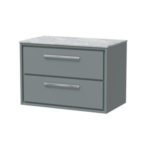 Lille 800mm Wall Hung 2-Drawer Vanity with Marble Worktop