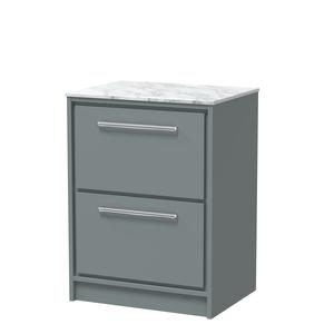 Lille 600mm Floor Standing 2-Drawer Vanity with Marble Worktop