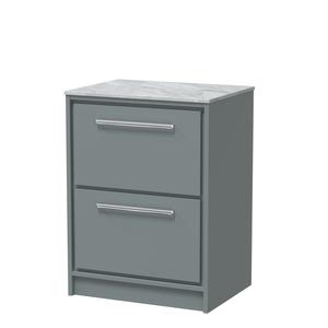 Lille 600mm Floor Standing 2-Drawer Vanity with Marble Worktop