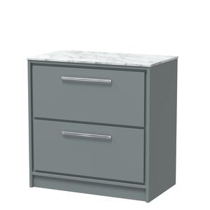 Lille 800mm Floor Standing 2-Drawer Vanity with Marble Worktop
