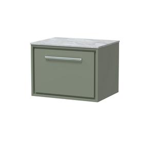 Lille 600mm Wall Hung Single Drawer Vanity with Marble Worktop