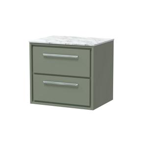 Lille 600mm Wall Hung 2-Drawer Vanity with Marble Worktop