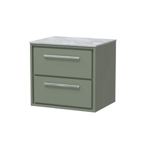 Lille 600mm Wall Hung 2-Drawer Vanity with Marble Worktop
