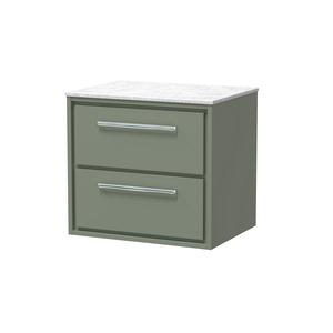 Lille 600mm Wall Hung 2-Drawer Vanity with Marble Worktop
