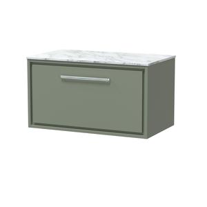 Lille 800mm Wall Hung Single Drawer Vanity with Marble Worktop