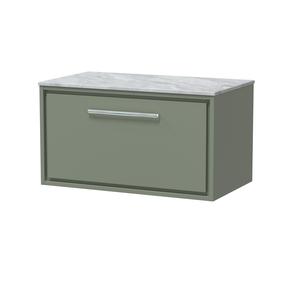 Lille 800mm Wall Hung Single Drawer Vanity with Marble Worktop