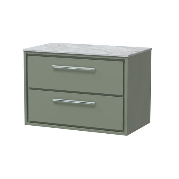 Lille 800mm Wall Hung 2-Drawer Vanity with Marble Worktop