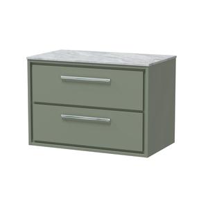 Lille 800mm Wall Hung 2-Drawer Vanity with Marble Worktop