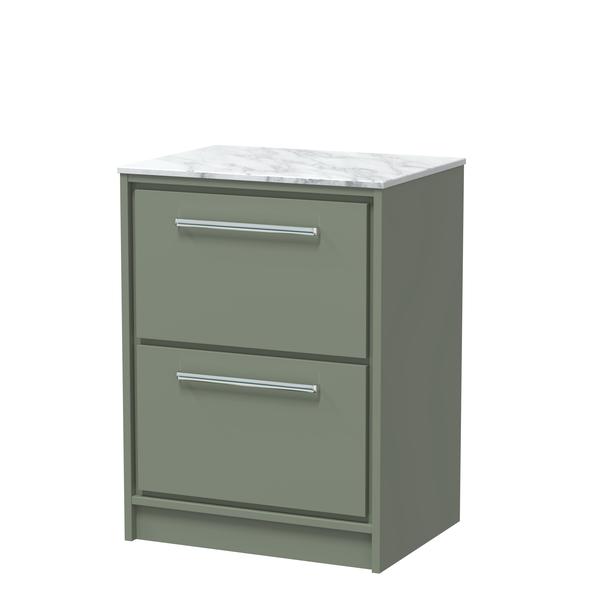 Lille 600mm Floor Standing 2-Drawer Vanity with Marble Worktop