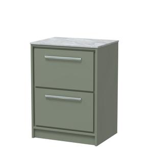 Lille 600mm Floor Standing 2-Drawer Vanity with Marble Worktop