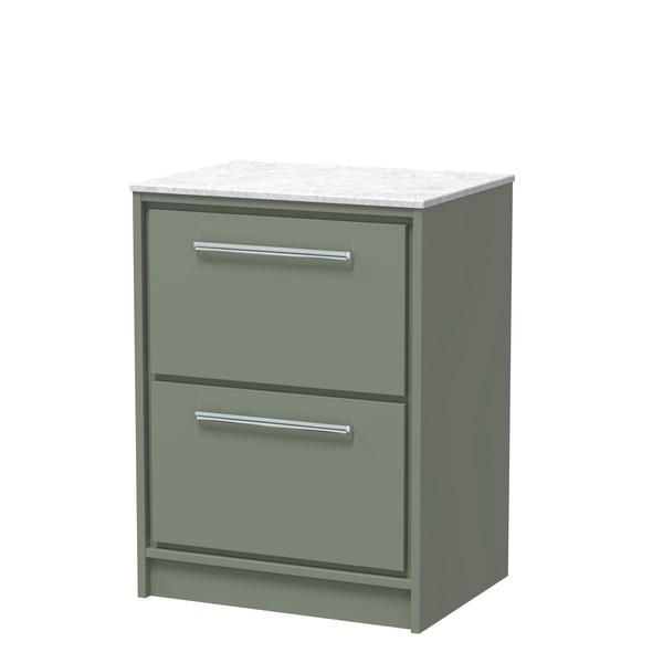 Lille 600mm Floor Standing 2-Drawer Vanity with Marble Worktop