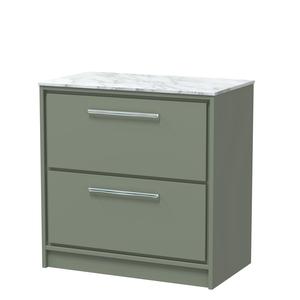 Lille 800mm Floor Standing 2-Drawer Vanity with Marble Worktop