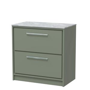 Lille 800mm Floor Standing 2-Drawer Vanity with Marble Worktop