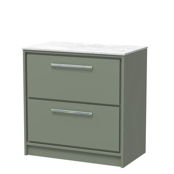 Lille 800mm Floor Standing 2-Drawer Vanity with Marble Worktop