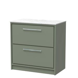 Lille 800mm Floor Standing 2-Drawer Vanity with Marble Worktop