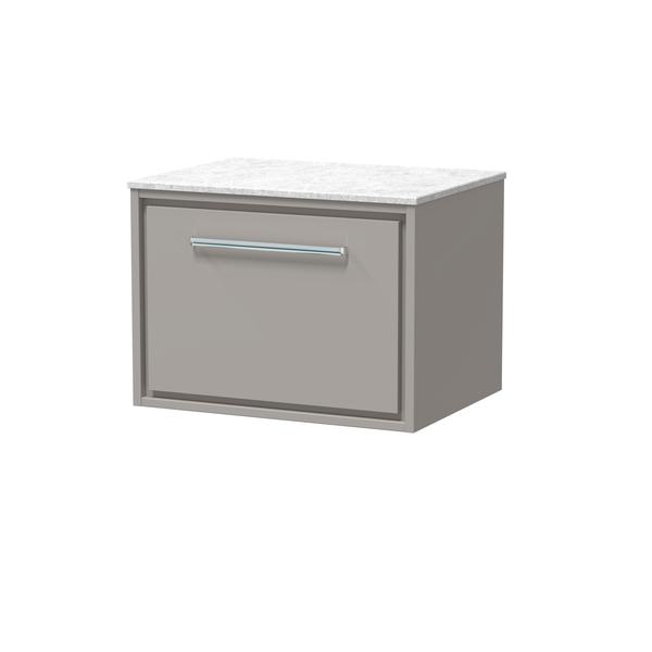 Lille 600mm Wall Hung Single Drawer Vanity with Marble Worktop