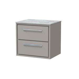 Lille 600mm Wall Hung 2-Drawer Vanity with Marble Worktop