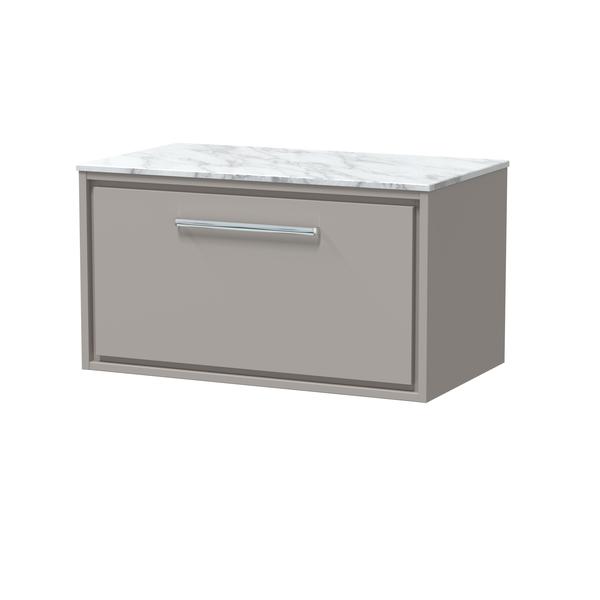 Lille 800mm Wall Hung Single Drawer Vanity with Marble Worktop