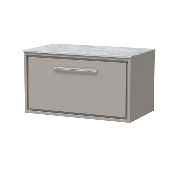 Lille 800mm Wall Hung Single Drawer Vanity with Marble Worktop