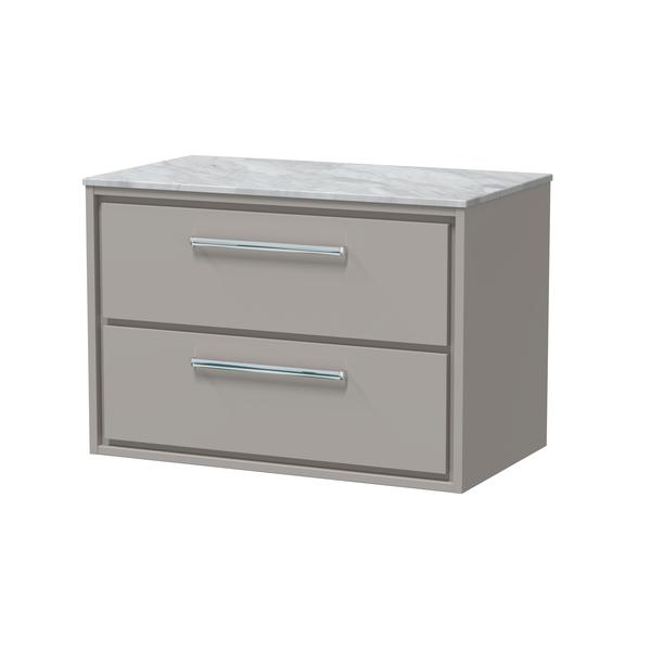 Lille 800mm Wall Hung 2-Drawer Vanity with Marble Worktop