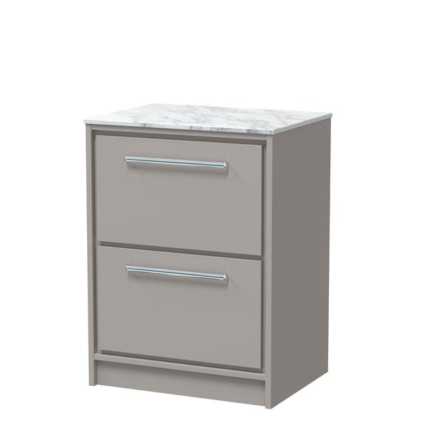 Lille 600mm Floor Standing 2-Drawer Vanity with Marble Worktop