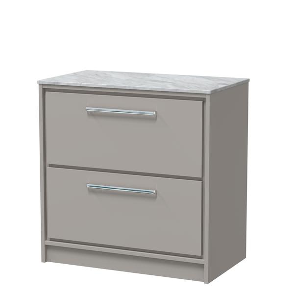 Lille 800mm Floor Standing 2-Drawer Vanity with Marble Worktop