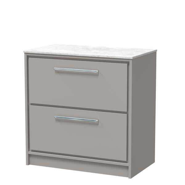 Lille 800mm Floor Standing 2-Drawer Vanity with Marble Worktop