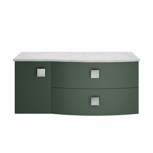 Hudson Reed Sarenna 1000mm Hunter Green Wall Hung Vanity Unit 2 Drawer 1 Door With Grey Marble Top