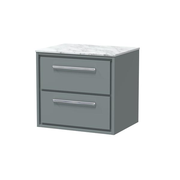 Lille 600mm Wall Hung 2-Drawer Vanity with Marble Worktop