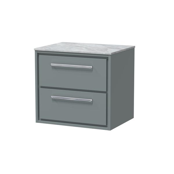 Lille 600mm Wall Hung 2-Drawer Vanity with Marble Worktop