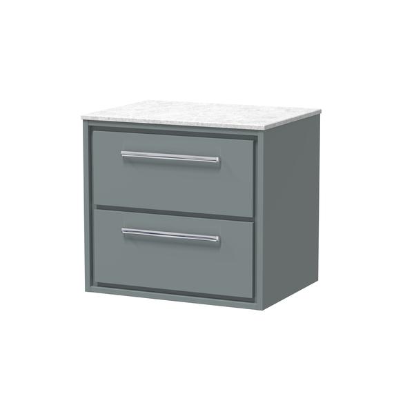 Lille 600mm Wall Hung 2-Drawer Vanity with Marble Worktop