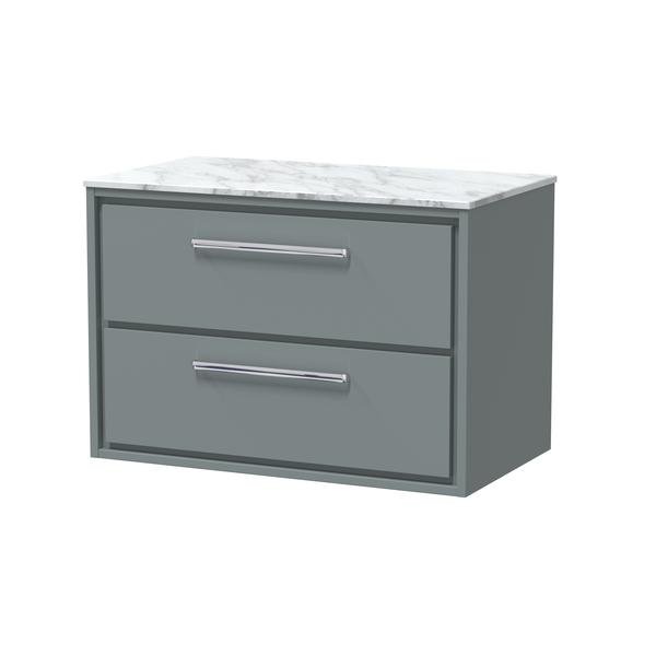 Lille 800mm Wall Hung 2-Drawer Vanity with Marble Worktop