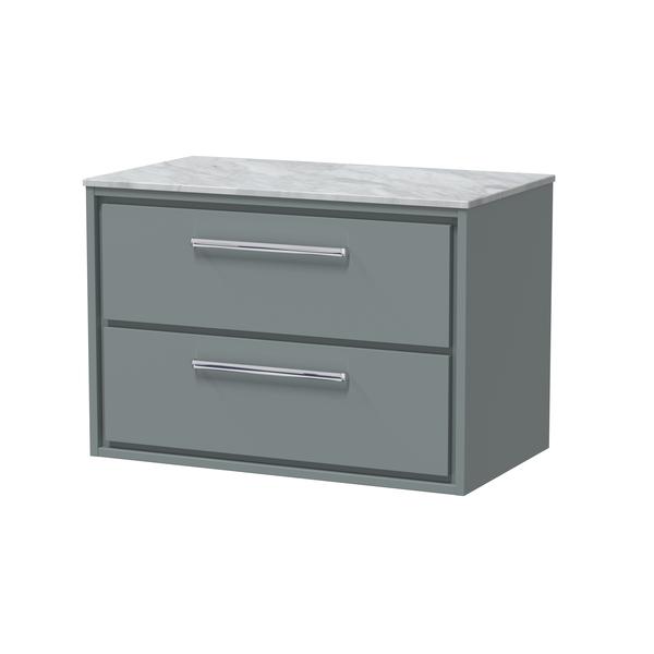 Lille 800mm Wall Hung 2-Drawer Vanity with Marble Worktop