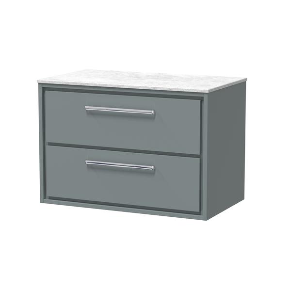 Lille 800mm Wall Hung 2-Drawer Vanity with Marble Worktop