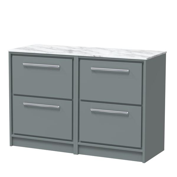 Lille 1200mm Floor Standing 4-Drawer Vanity with Marble Worktop