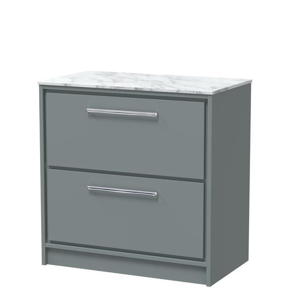 Lille 800mm Floor Standing 2-Drawer Vanity with Marble Worktop