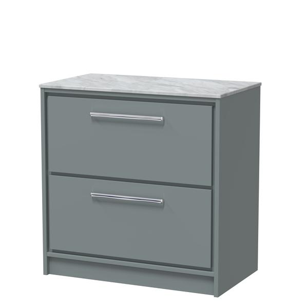 Lille 800mm Floor Standing 2-Drawer Vanity with Marble Worktop