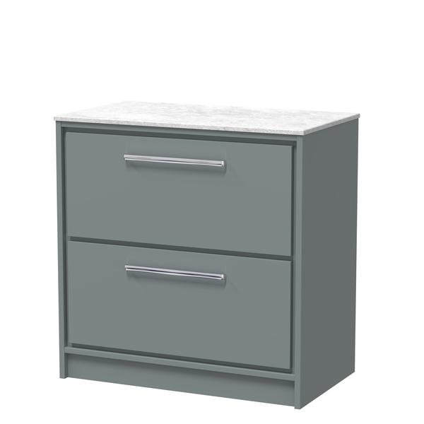 Lille 800mm Floor Standing 2-Drawer Vanity with Marble Worktop