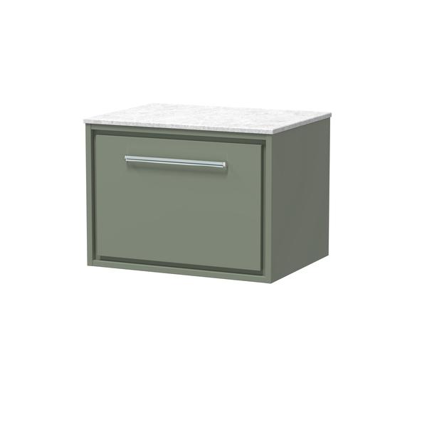 Lille 600mm Wall Hung Single Drawer Vanity with Marble Worktop