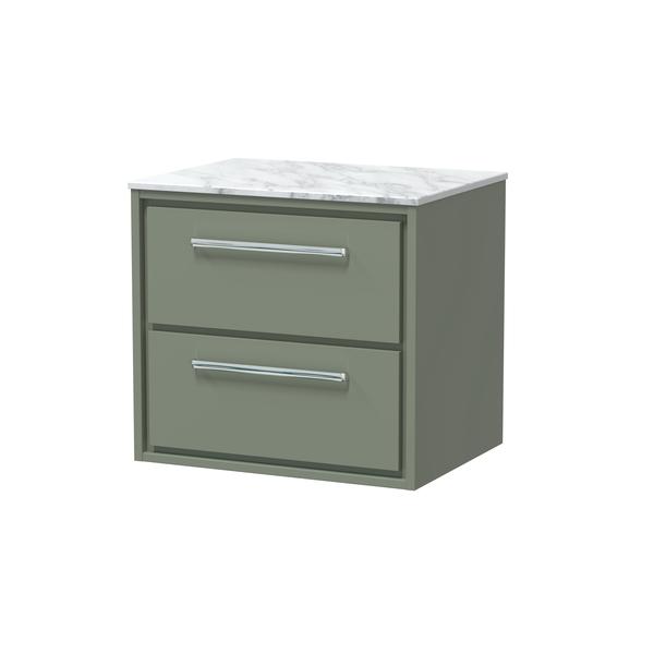 Lille 600mm Wall Hung 2-Drawer Vanity with Marble Worktop