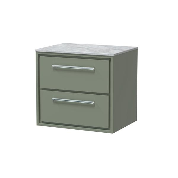 Lille 600mm Wall Hung 2-Drawer Vanity with Marble Worktop