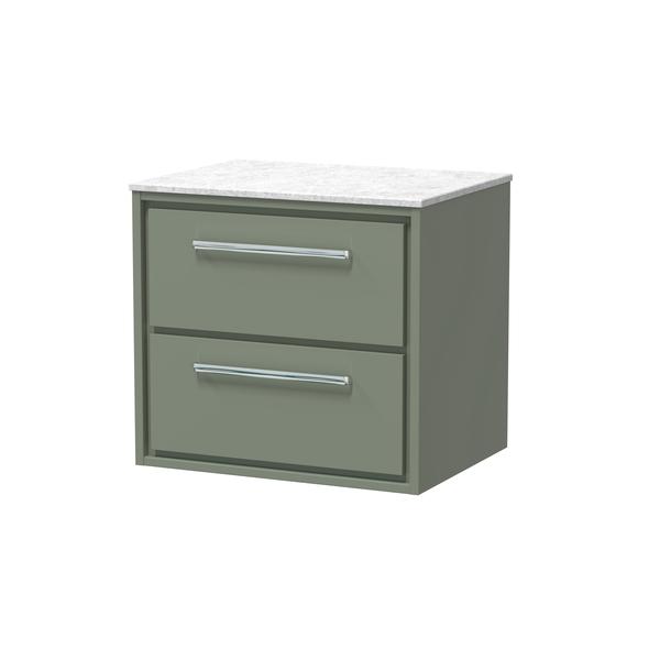 Lille 600mm Wall Hung 2-Drawer Vanity with Marble Worktop